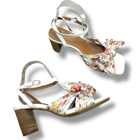 Kensie NWOT Lulus Kadence White Multi Floral Satin Ankle Strap High Heel Sandals - Picture 5 of 13